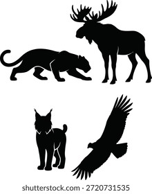 Um vetor de silhueta de vida selvagem abstrato com pantera, alce, lince e condor.
Projetado com formas sólidas arrojadas e composição minimalista, esta coleção se concentra em
forma forte e clareza visual em vez de detalhes.

Ideal para design de logotipo, elementos de marca, cartazes modernos, fundos e profissional
projetos gráficos. O estilo de silhueta monocromática garante alta versatilidade e fácil
diferentes necessidades de concepção. Limpar formas vetoriais isoladas no plano de fundo branco.
