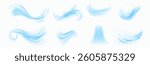 Abstract wind with sparkles. Vector realistic cold air effect, magic vortex, light twirls with particles. Shimmering breeze, glowing current or gust. Draft, whiff or blowing with flickering