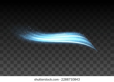 Abstract wind swirls with gold sparkles isolated. Vector realistic set of magic air vortex, light twirls with particles. Design element of fresh and clean