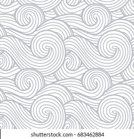 Abstract wind texture, sea, ocean and river vector waves background. Smoke and steam gray pattern. 