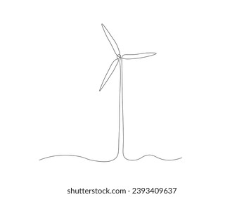 Abstract Wind Turbine, windmill, continuous one line art hand drawing sketch