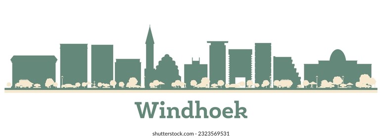 Abstrakte Windhoek Namibia City Skyline mit Farbbauten. Vektorgrafik. Business Travel and Tourism Konzept mit moderner Architektur.