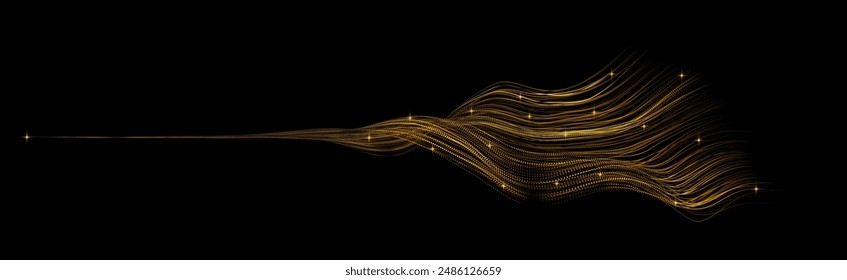 Abstract winding lines of colors on a black background. Vector illustration in concept technology, science, music, modernity.