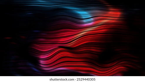 Abstract winding lines of different colors on a black background. Vector illustration in concept technology, science, music, modernity.