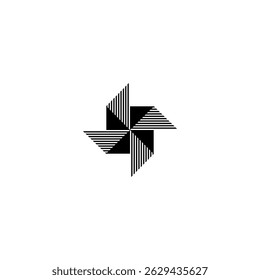 Abstract windmill design with striped triangles