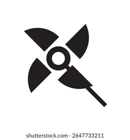 Abstract windmill shape icon. Stylized rotating fan or pinwheel, for energy or motion concepts.