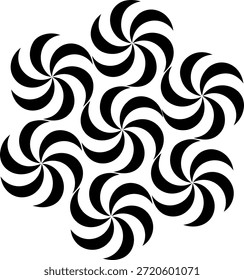Conjunto de silhueta espiral do moinho de vento abstrato