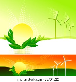 Moinhos de vento abstratos e Biosol - fundo vetorial