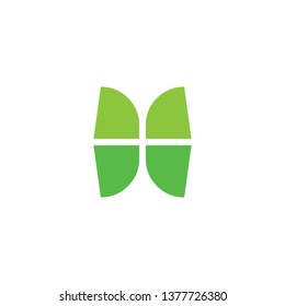 abstract window green leaf shape logo vector