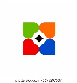 Abstract window logo design with heart elements.