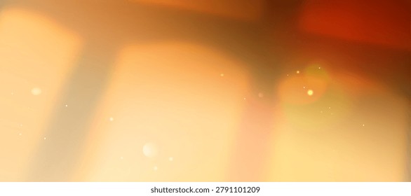 Abstract window shadow overlay background with warm sun light lens flare blur effect bokeh particle dust orange yellow golden scalable vector illustration banner minimal backdrop
