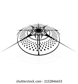 Abstract windrose isometric perspective silhouette with scandinavian patterns isolated on white background