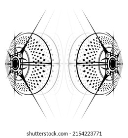 Silueta abstracta de la rosa del viento con patrones escandinavos aislados sobre fondo blanco