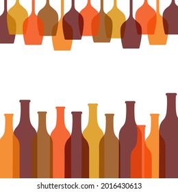 Abstract wine background with place for text. Vector illustration of wine bottles and glasses.