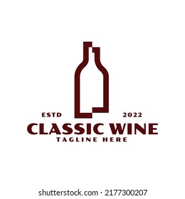abstract wine bottle logo premium vector