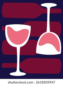 Abstract wine bottle poster . Menu, Festival, Tasting. Colorful modern typography background. Trendy style design vector illustration.Creative wine design .ideal for winery menus or festival posters.
