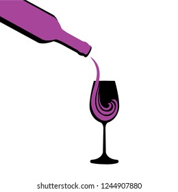Abstract Wine Bottle Pouring into a Wineglass