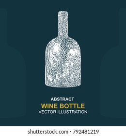 Abstract wine bottle vector illustration.
