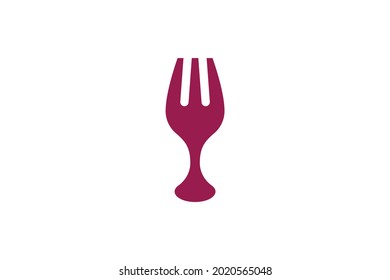 abstract wine glass with fork logo vector