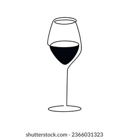 Resumen de vinos. Vector de dibujo continuo de línea. Ilustración del doodle. Icono lineal dibujado a mano. Diseño gráfico, impresión de dibujos animados, banner, tarjeta, afiche, folleto, signo, símbolo, logotipo de bar, menú de café