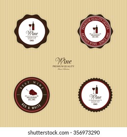 Abstract Wine labels on a yellow background