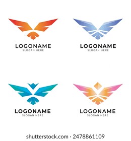 abstract wing icon logo set