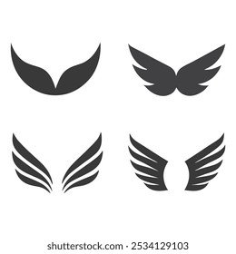 Abstract Wing Icons  Sleek Vector silhouette Line Art Set.