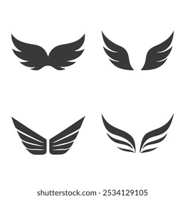 Abstract Wing Icons  Sleek Vector silhouette Line Art Set.