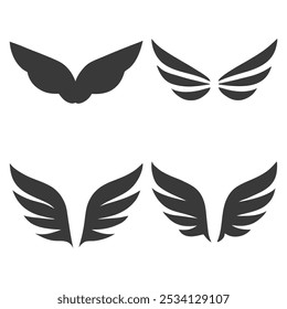 Abstract Wing Icons  Sleek Vector silhouette Line Art Set.