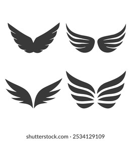 Abstract Wing Icons  Sleek Vector silhouette Line Art Set.