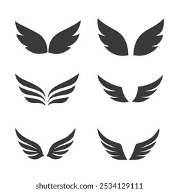 Abstract Wing Icons  Sleek Vector silhouette Line Art Set.