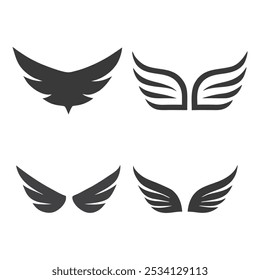 Abstract Wing Icons  Sleek Vector silhouette Line Art Set.