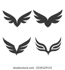 Abstract Wing Icons  Sleek Vector silhouette Line Art Set.