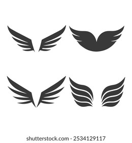 Abstract Wing Icons  Sleek Vector silhouette Line Art Set.