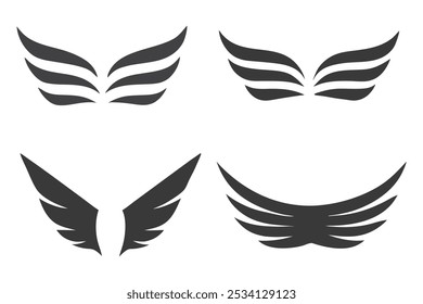 Abstract Wing Icons Selek Vetor silhueta Line Art Set.