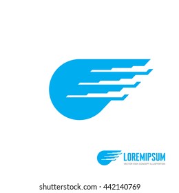 Abstract wing logo concept illustration. Modern technology creative sign. Speed motion symbol. Design element. 