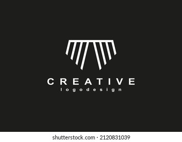 Abstract Wing Logo. Geometric Creative Line Shape Wings or  Bridge isolated on Black Background. Usable for Business and Branding Logos. Flat Vector Icon Design Template Element