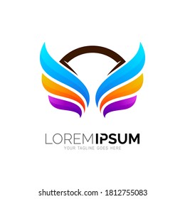 Abstract wing logo template , 3d colorful icon