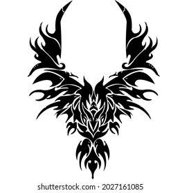 Abstract winged beast tribal tattoo. Vector design