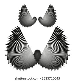 Abstract wings. Geometric black wings. Radial fan shape. Modern art vector.