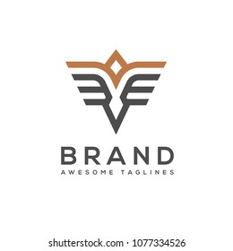 abstract wings geometric lines logo vector