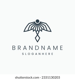 abstract wings geometric lines logo vector