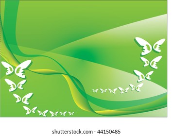 Abstract Wings Green Backdrop Vector'