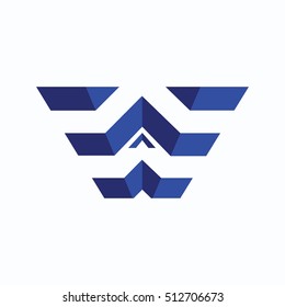 Abstract wings and letter W logo template. Vector business icon. Corporate branding identity