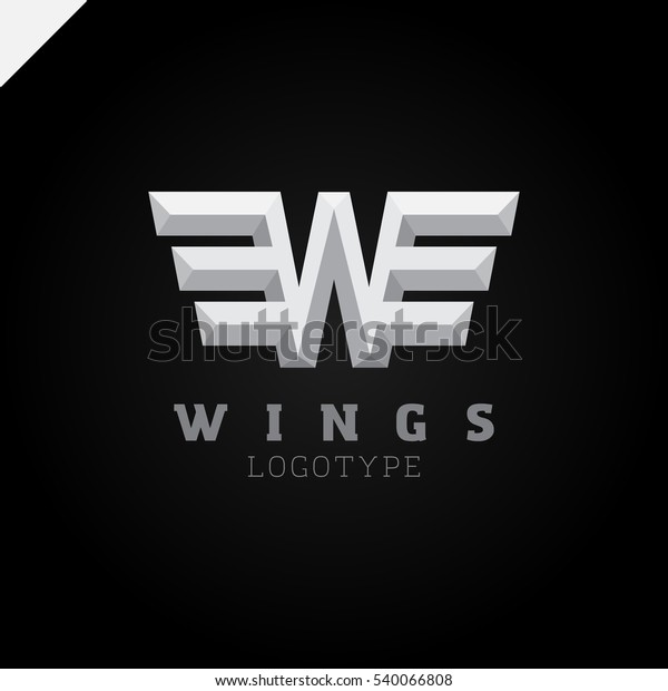Abstract wings and letter W logo\
template. Vector business icon. Corporate branding\
identity