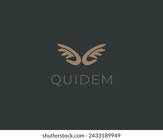 Abstract wings logo. Bird eagle falcon premium logotype. Creative flight freedom sign. Vector illustration.