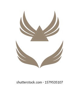 Abstract wings on white background. Gold colored wings templates.