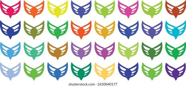 Abstract wings pattern in various colorful shades