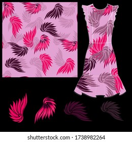 Abstract wings, seamless pattern and Vector baroque elements. Dress with 
summer print.  - Vector. 