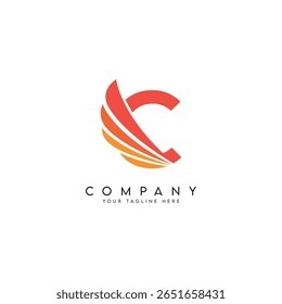 Abstract Wings Style Letter C Logo Template.